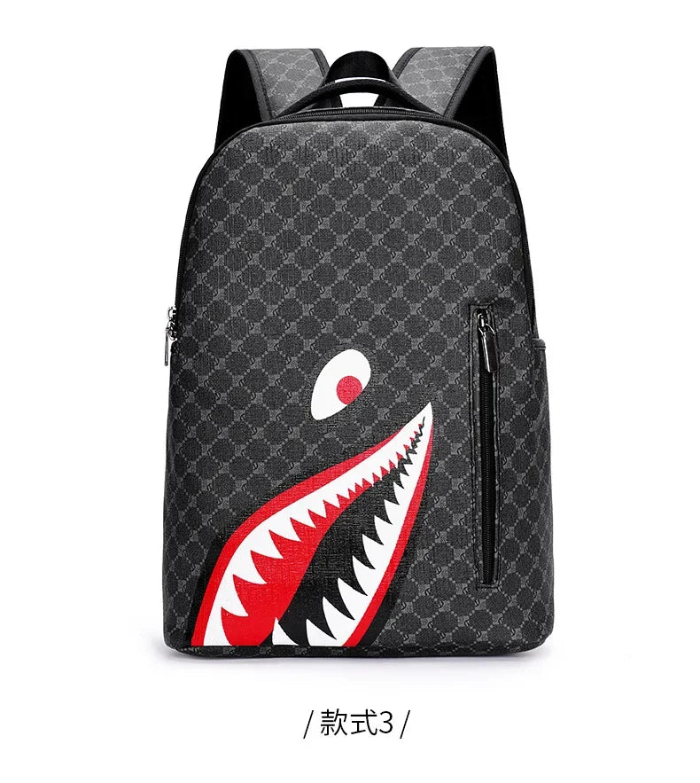 Shark Mouth Plaid Backpack – Large Laptop Bag for School & College - Evallys.com