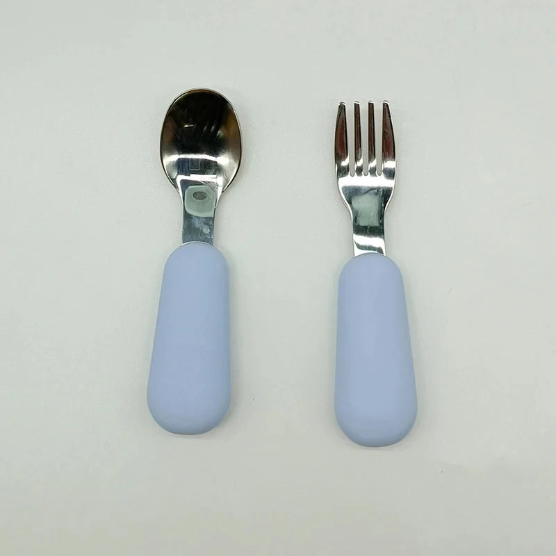 Baby Gadgets Tableware Set Children Utensil Stainless Steel Toddler Dinnerware Cutlery Cartoon Infant Food Feeding Spoon Fork