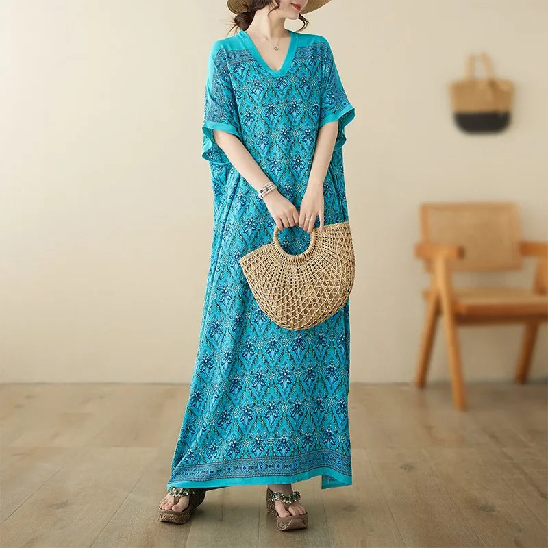 Bohemian Summer Maxi Dress – Vintage Loose Beach Streetwear - Evallys.com