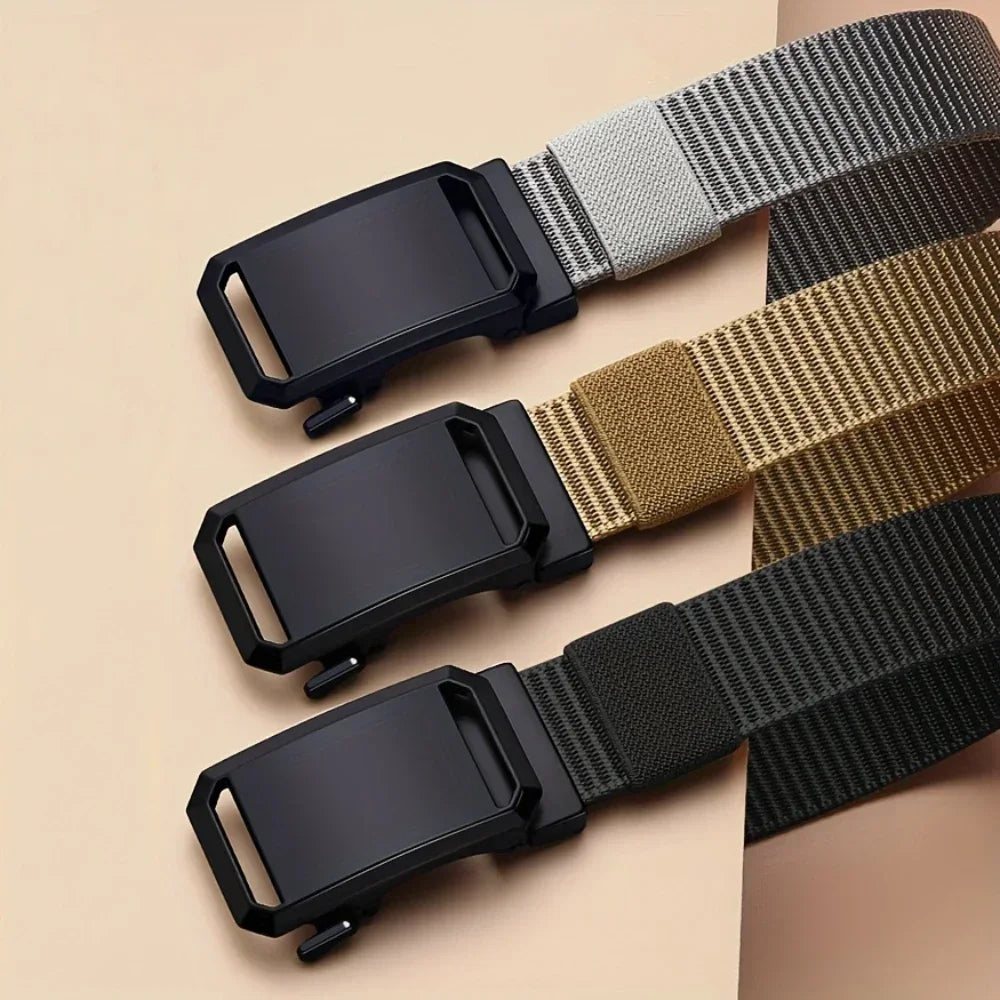 New Automatic Buckle Belt, Canvas Tactical Workwear Casual Outdoor Military Training Pants Belt For Men - Evallys.com