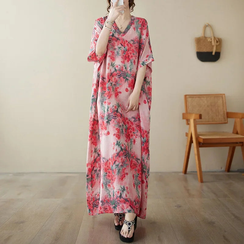 Bohemian Summer Maxi Dress – Vintage Loose Beach Streetwear - Evallys.com