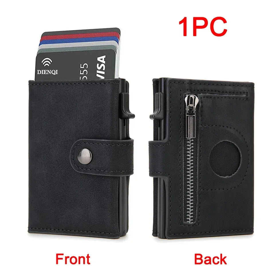 Rfid Carbon Fiber Men Wallets for Airtag Luxury Slim Mini Credit Card Holder Wallets for Men Air Tag Tracker Minimalist Purse - Evallys.com