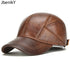 Men’s Real Leather Earflap Baseball Cap – Winter Cowhide Hat - Evallys.com