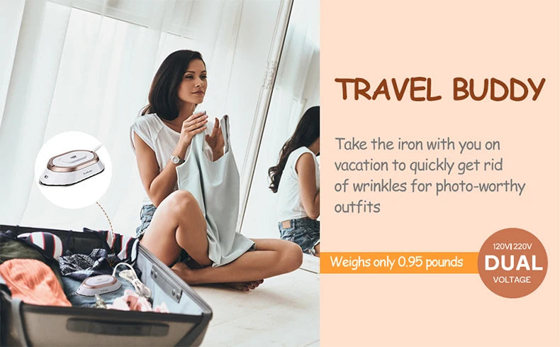 Mini Travel Iron for Clothes Portable Handle Electric Ironing Machine Fast Heating 30s Dry Wet Irons Garment Household Tools