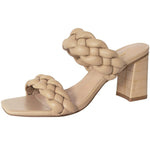 Elegant Women's Braided Heels Sandalias Fashion Strappy Square Sandals Open Toe Backless Mules Slip On Block Heeled Shoes - Evallys.com