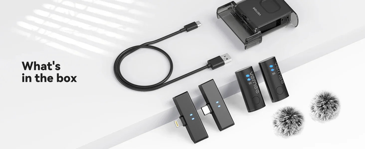 vernee V10 Wireless Lavalier Microphone 60M Noise Cancellation Vlog Short Video Recording Mini Mic for iPhone/Android - Evallys.com