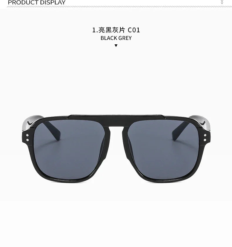 SORVINO Oversized Red Square Rivets Sunglasses Fashion Women Vintage Brand Designer Men Trendy Yellow Sun Glasses Shades UV400 - Evallys.com