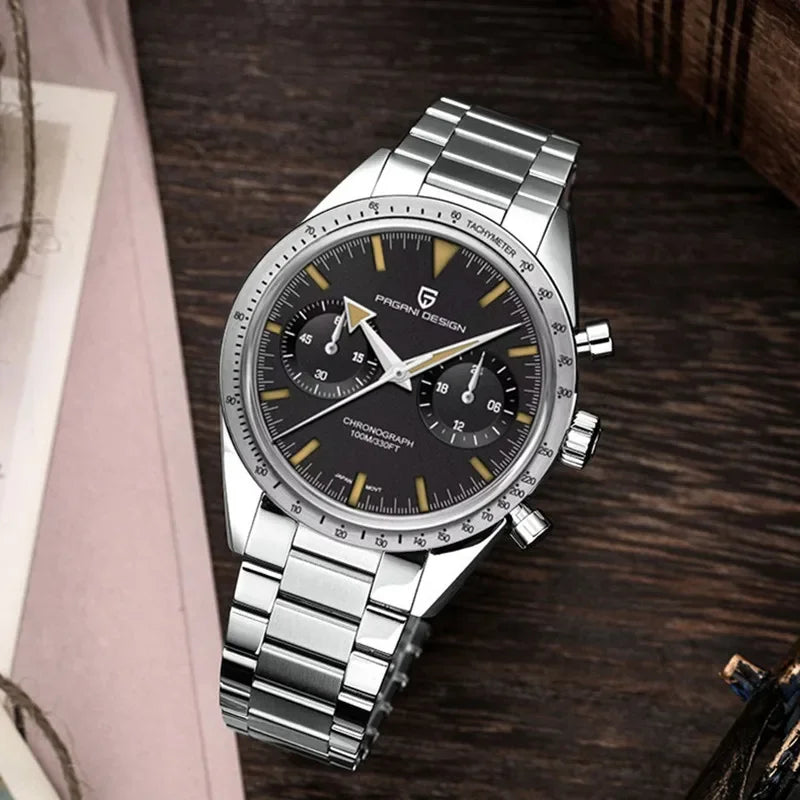 2024 New PAGANI DESIGN Retro Mens Watches Moon Quartz Watch For Men Speed Sports Chronograph AR Sapphire VK64 Clock Reloj Hombre - Evallys.com