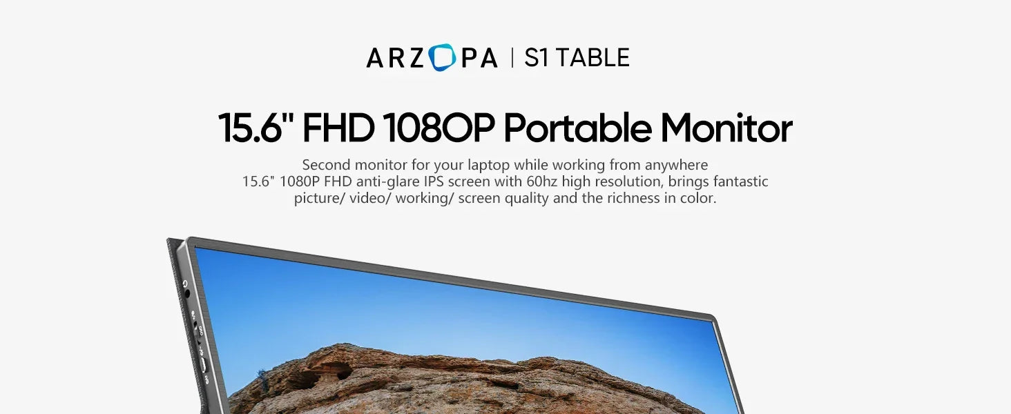 ARZOPA 1080P Portable Monitor 15.6 inch Monitors for Laptop MAC Switch Xbox Phone ps4 PC USB C HDMI-Compatible Computer Display - Evallys.com