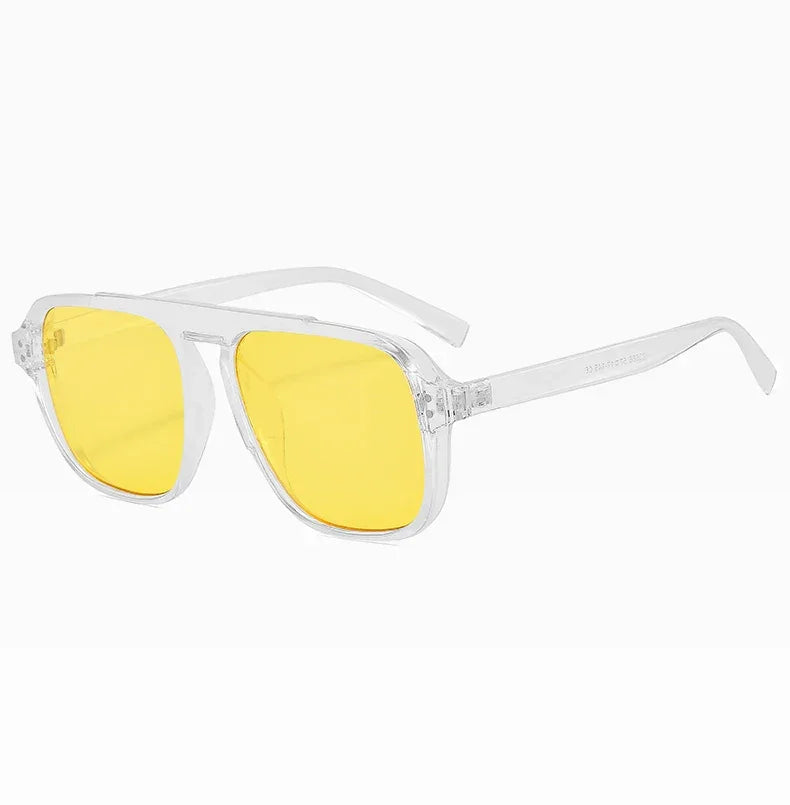 SORVINO Oversized Red Square Rivets Sunglasses Fashion Women Vintage Brand Designer Men Trendy Yellow Sun Glasses Shades UV400 - Evallys.com