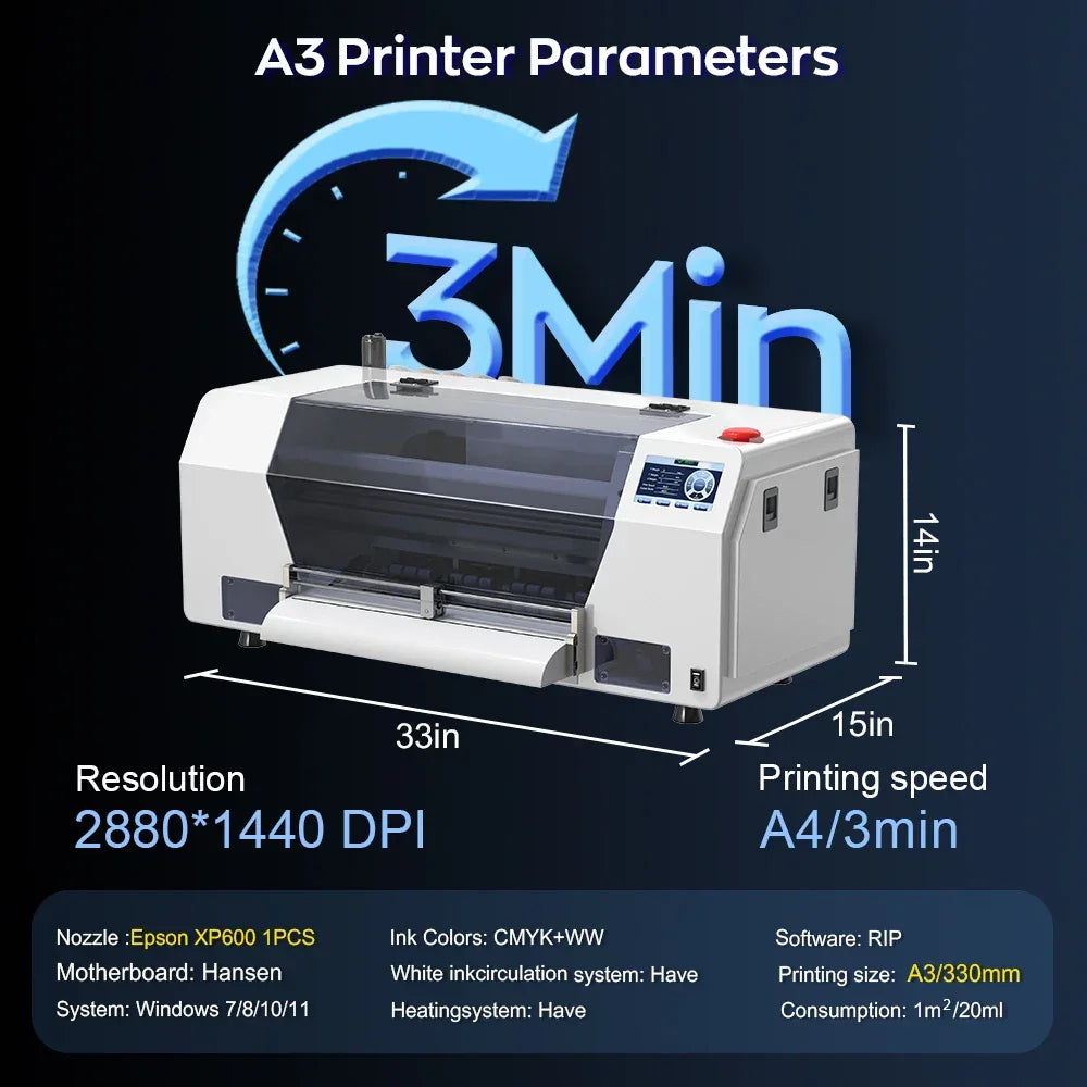A3 UV DTF Printer/A3 XP600 DTF Printer/A4 L805 DTF Printer Printing Machine For T-shirt For Metal Wooden Direct Transfer Printer - Evallys.com