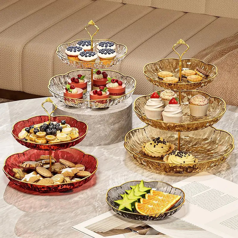 2/3 Tier Fruit Plate Stand Coffee Table Snack Tray Dried Fruit Dessert Plate Bar Counter Display Holder