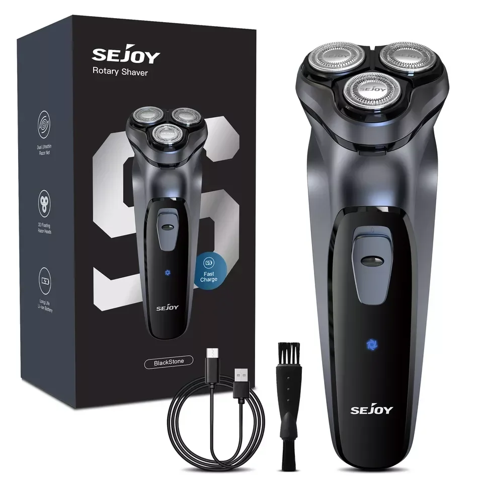 SEJOY Rechargeable Wet & Dry Use Electric Shaver Pop-up Hair Trimmer Rotary Shaving Machine Razor - Evallys.com