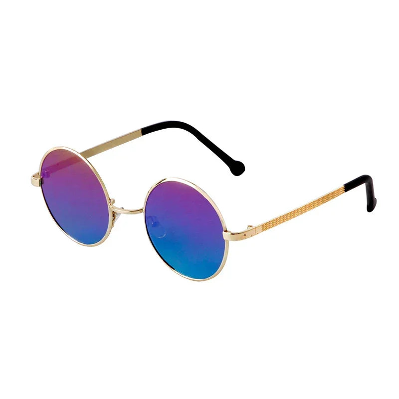 Steampunk Small Round Sunglasses Men 2022 Brand Vintage Metal Mirror Film Women Sun Glasses Cool Circle Shade Eyewear Male UV400 - Evallys.com