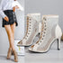 Women Mesh Sandals Breathable High Top Sandals Peep Toe Dance Shoes High Heel Summer Booties for Ballroom - Evallys.com