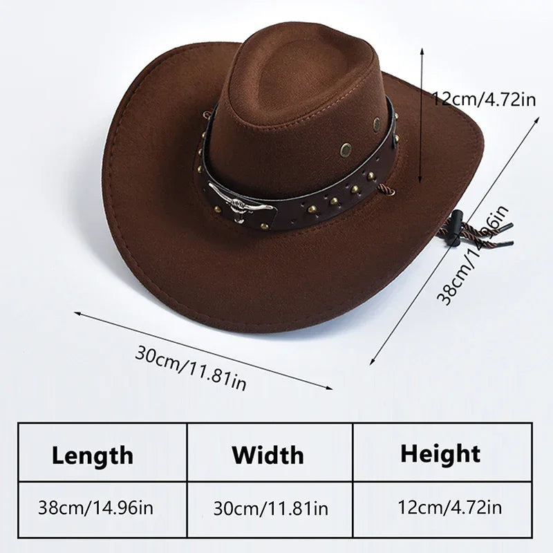 Vintage Suede Western Cowboy Hat – Party & Cosplay Big-Brim Cap - Evallys.com