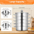 26CM 5 Tier Stainless Steel Steam Cooker Steamer Food Vegetable Pot Kitchen