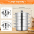 26CM 5 Tier Stainless Steel Steam Cooker Steamer Food Vegetable Pot Kitchen