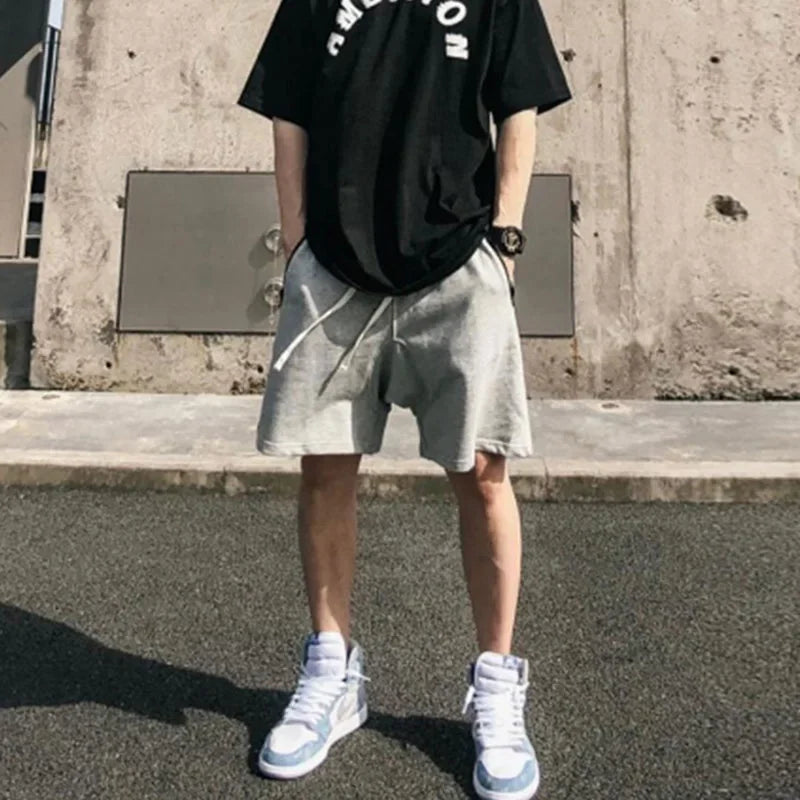 Summer Gym Fitness Sports Mens Cotton Shorts Ragged Cutoff Shorts Casual Training Hip Hop Running Loose Basketball Short Pants - Evallys.com