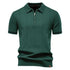 AIOPESON Men's Solid Color Sport Zipper Polo Shirt Athletic Social Polo Shirts for Men Office Slim Fit Polo - Evallys.com