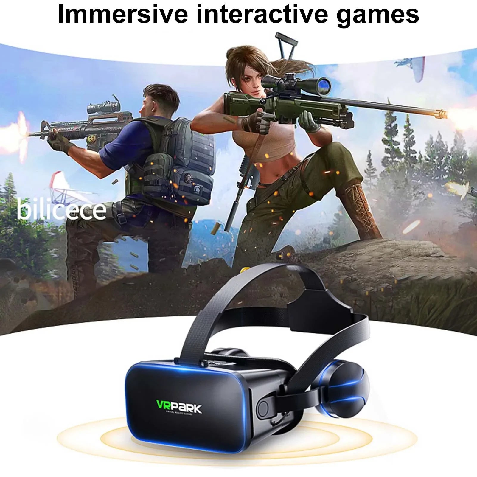 Adjustable VR Glasses HiFi Headset Immersive 3D Virtual Reality Glasses For IOS Android PC With Wireless Handle Eye Protection - Evallys.com