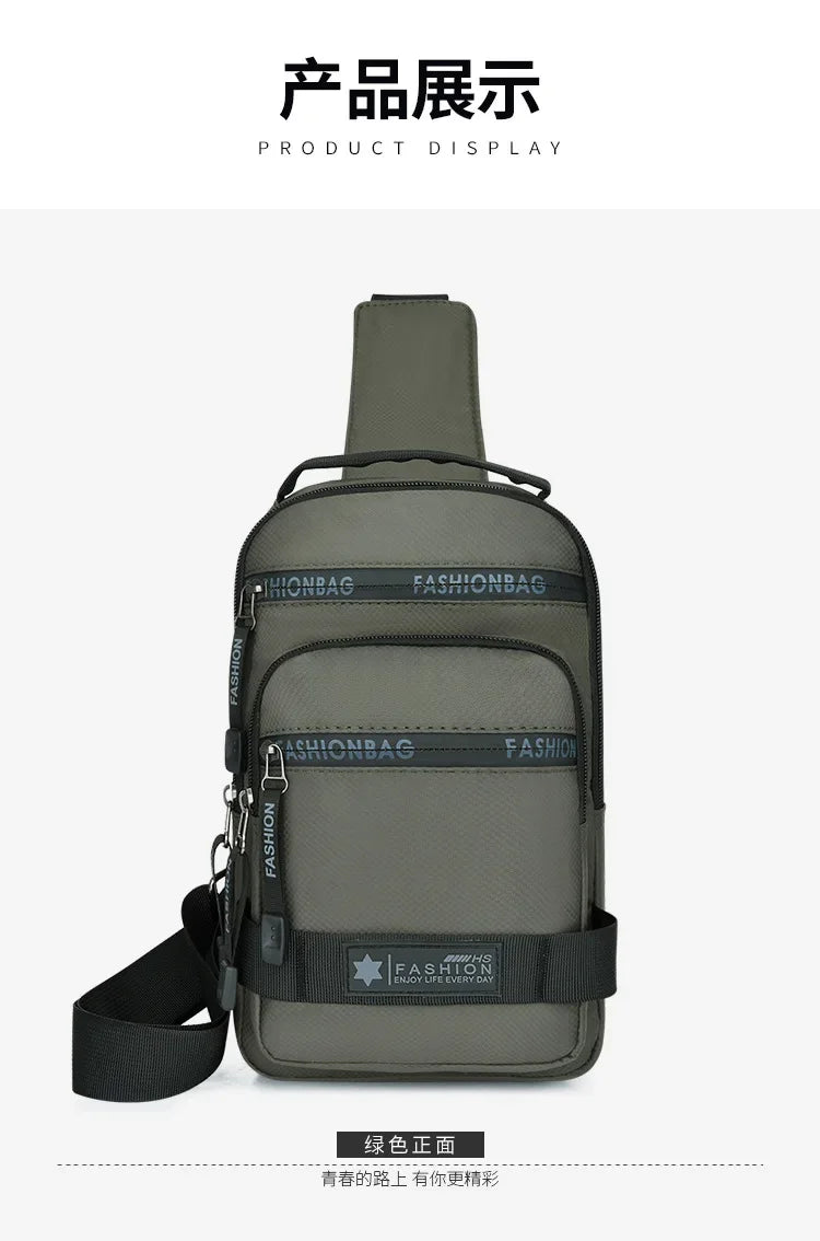 Men’s Chest Bag – Large Capacity Nylon Crossbody Travel Shoulder Bag - Evallys.com