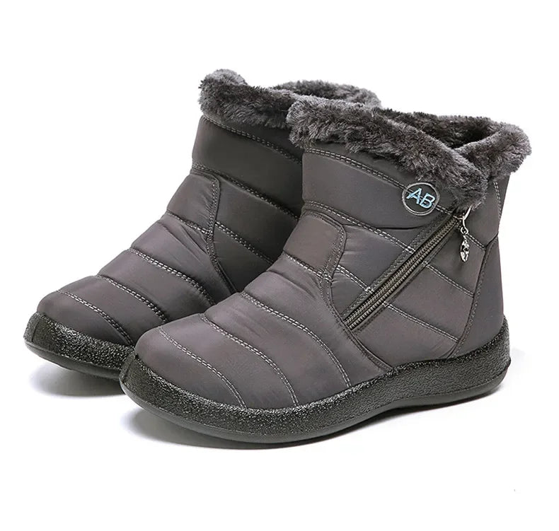 Women's Boots Women's Ankle Boots With Fur Winter Shoes Women Low Heels Winter Boots Snow Waterproof Botas Mujer Winter Footwear - Evallys.com