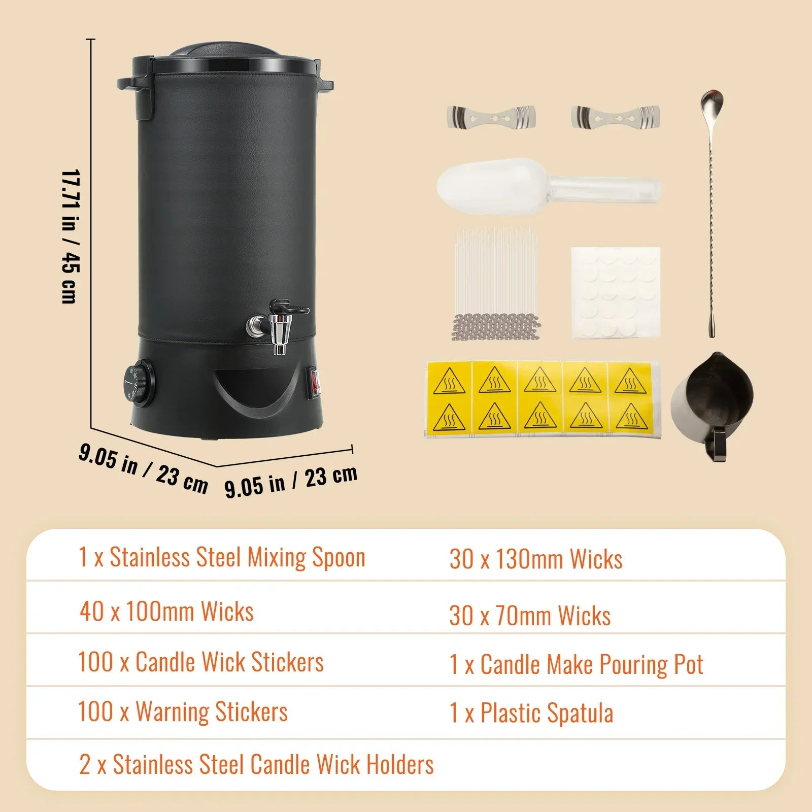 VEVOR 6.5L 10L Wax Melter for Candle Making Large Electric Wax Melting Pot Easy Pour Spout 9-Level Temperature Control - Evallys.com