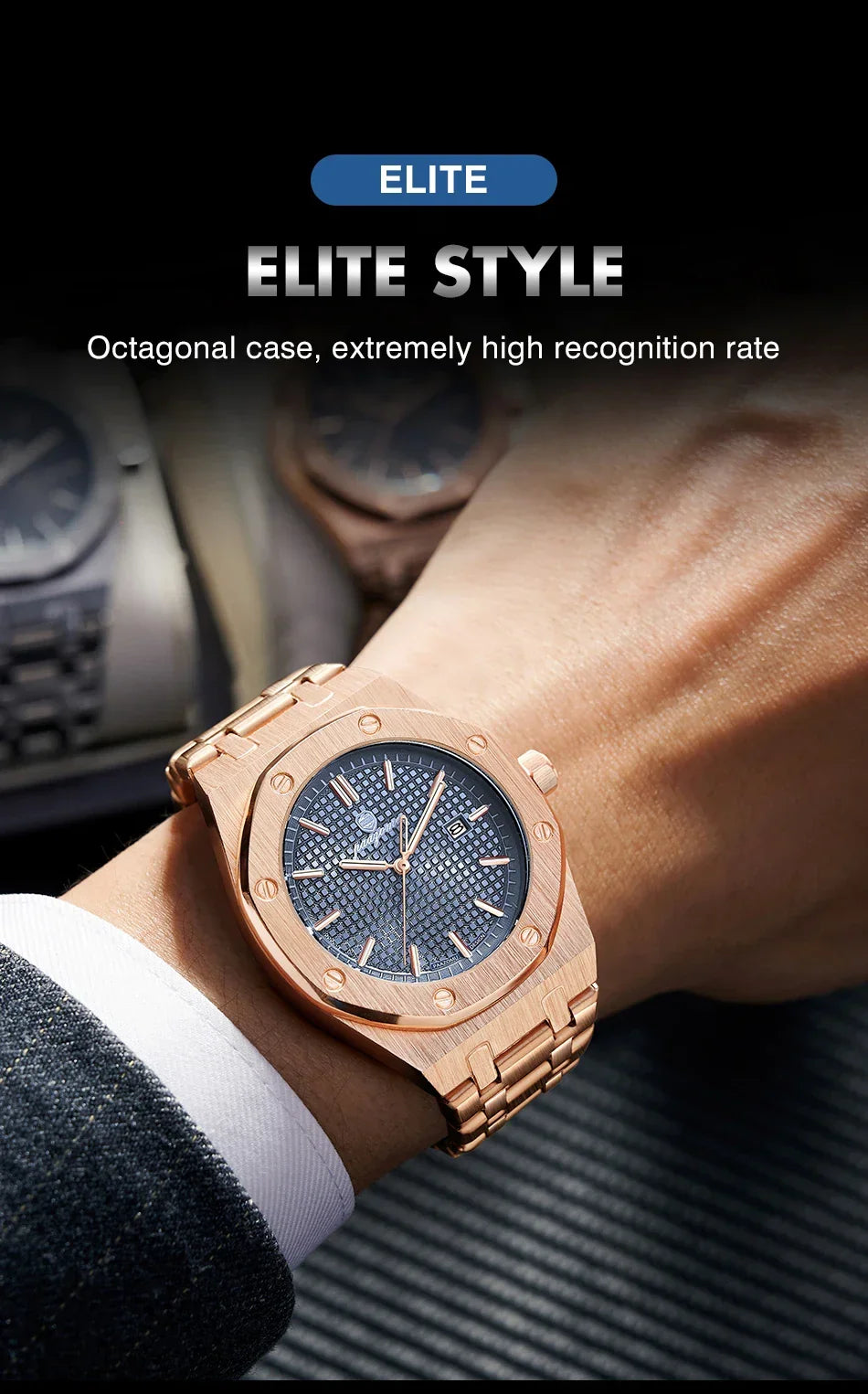 PENGAGAR Square Luxury Men Wristwatch Waterproof Luminous Date Stainless Steel Male Clock Business Sports Quartz Watches For Men - Evallys.com
