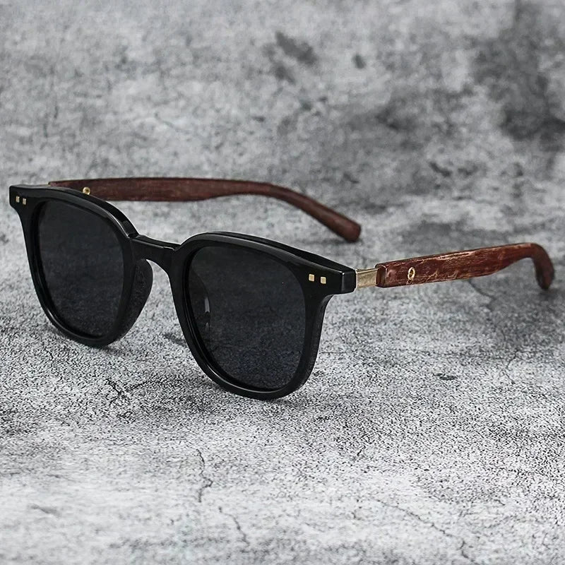 Sunglasses for Men Women's Trendy Retro Wood Grain Polarized UV Protection Eyewear Cycling Outdoor Street Photography - Evallys.com