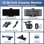 10.26'' Dash Cam 4K Car Mirror Video Player Wireless Carplay Android Auto GPS Car Monitor Multimedia Rearview Camera Dashboard - Evallys.com