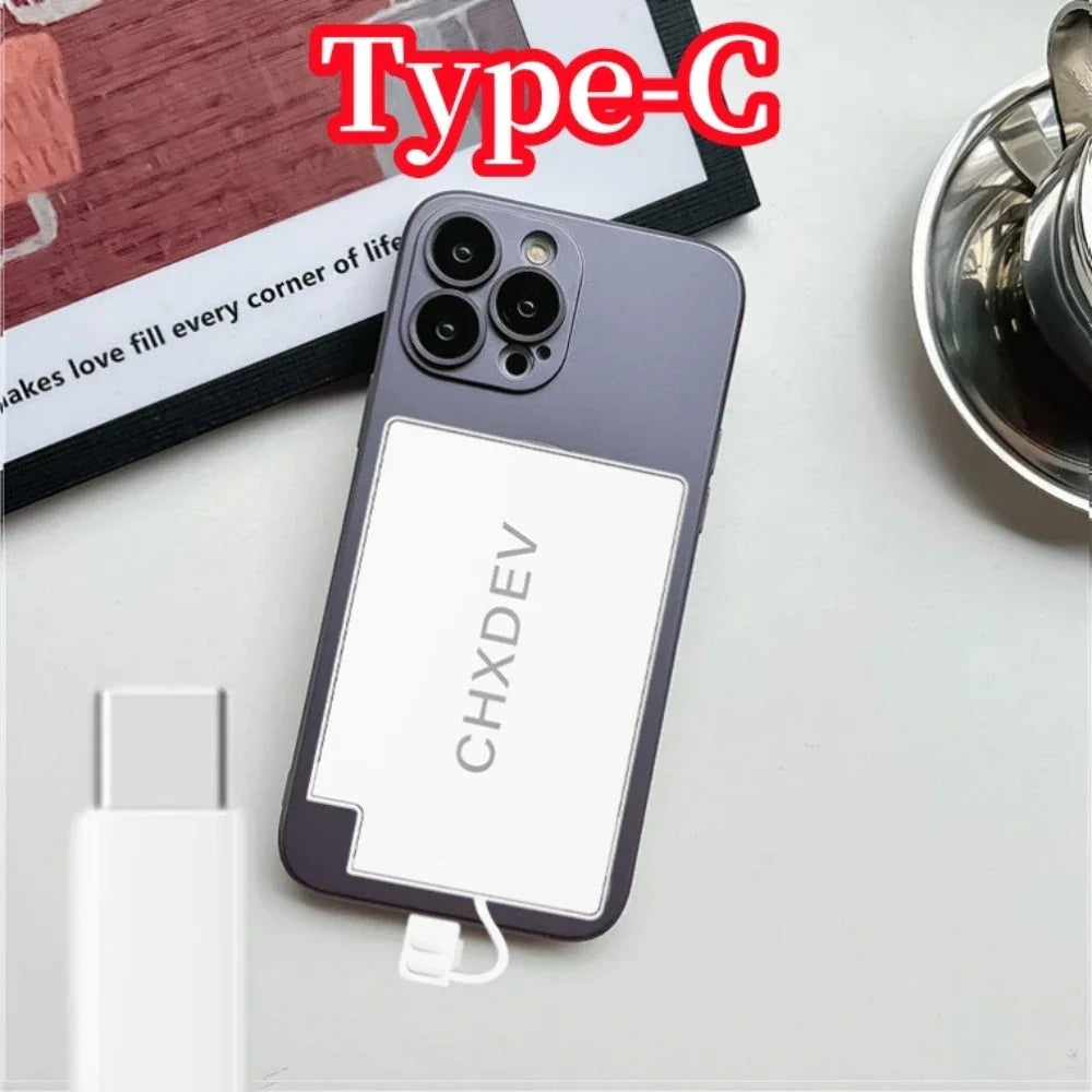 Power Bank For iPhone 5MM Ultra Thin 5000mAh Portable Fast Charging External Battery Built In Cable For Samsung iPhone XIAOMI - Evallys.com