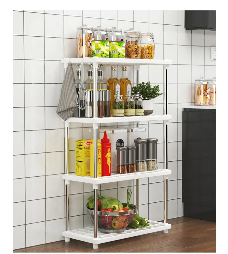 Four-Layer Multi-Functional Storage Rack Bathroom Living Room Organizing Rack Kitchen Bedroom Shelf Plastic Floor-Standing Storage Rack Bathroom Storage Storage Rack