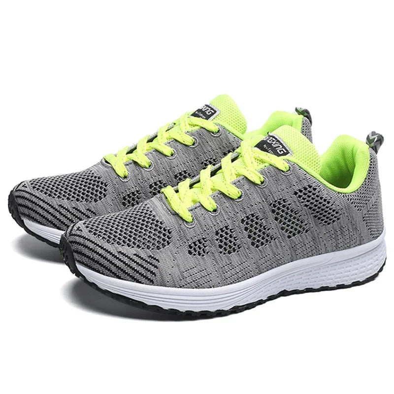 Women's Sneakers Breathable 2025 New Fashion Flat Outdoor Woman Vulcanize Shoes Mesh Fabric Lace Up Ladies Shoes Female Footwear - Evallys.com