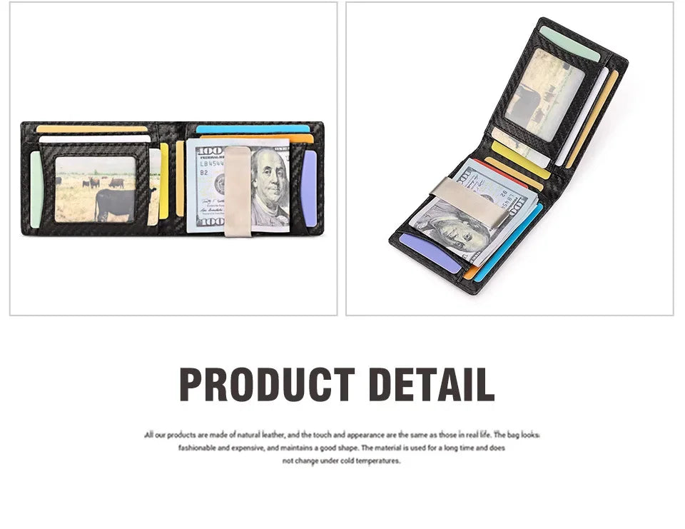 RFID Cowhide Leather Small Wallets AirTag high quality Man's Card Holders Short Wallets Money Clips Women - Evallys.com
