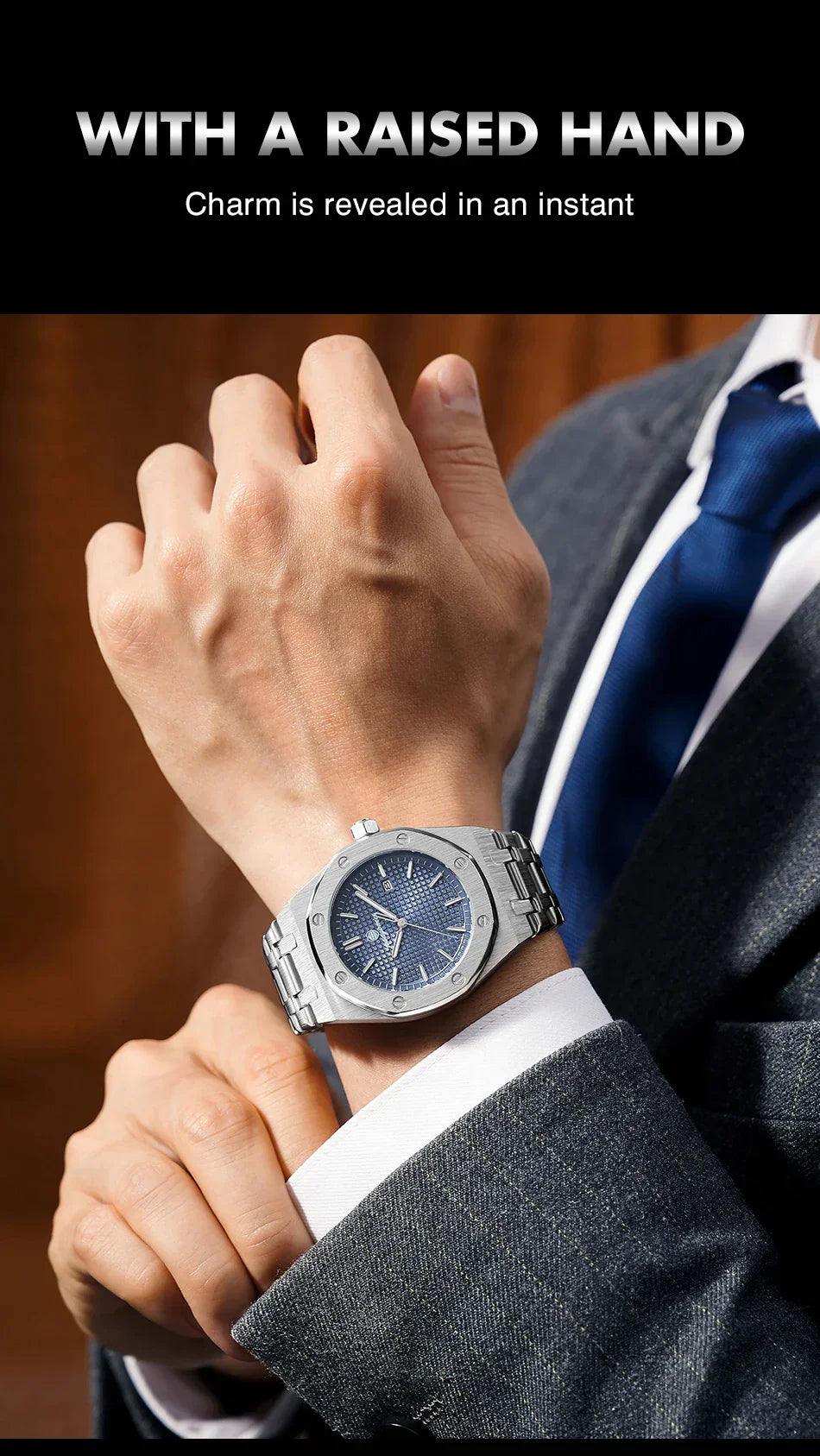 PENGAGAR Square Luxury Men Wristwatch Waterproof Luminous Date Stainless Steel Male Clock Business Sports Quartz Watches For Men - Evallys.com