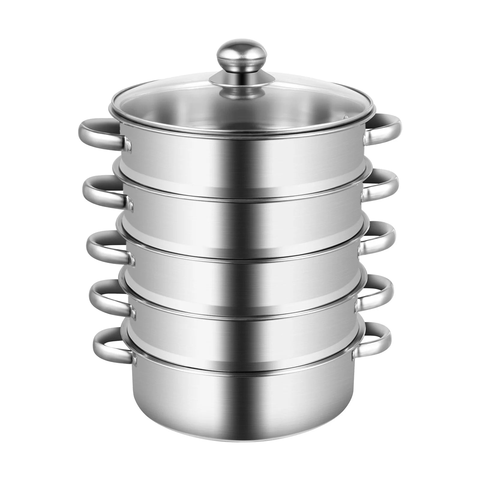 26CM 5 Tier Stainless Steel Steam Cooker Steamer Food Vegetable Pot Kitchen