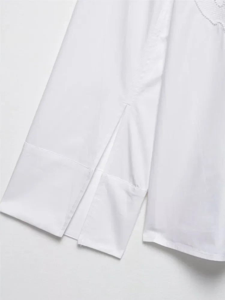 HipSeam Embroidery Shirt – Elegant Women’s Casual Long Sleeve Blouse - Evallys.com