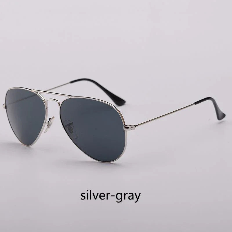 Top Quality Real Glass Lenses Men Women Sunglasses Brand Fashion Pilot Metal Frame Classic Style Outdoor UV400 Sun Glasses - Evallys.com