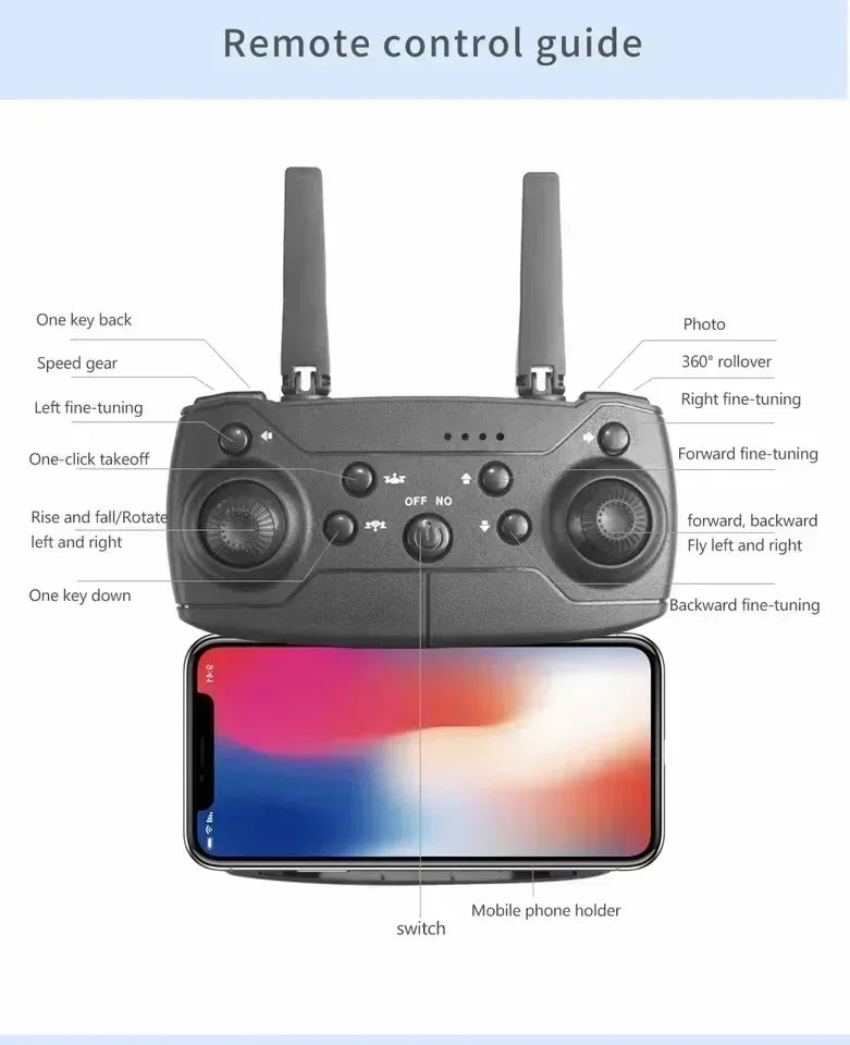 2024 E88Pro RC Drone 4K Professinal With 3 Battery 1080P Wide Angle HD Camera Foldable Helicopter WIFI FPV Height Hold Gift Toy - Evallys.com