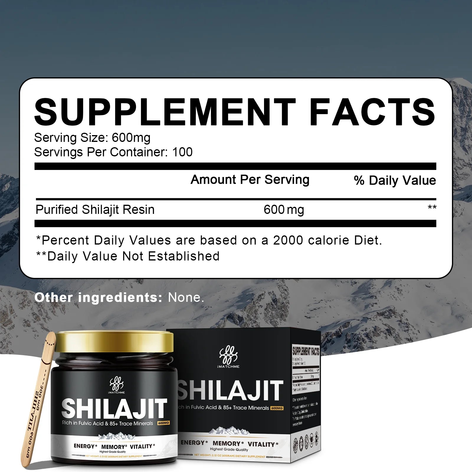 Pure Shilajit Supplement 85+ Minerals & Fulvic Acid for Energy & Brain