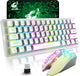 T61 Wireless Gaming Keyboard and Mouse Combo, Ergonomic 61 Key Rainbow LED Backlight Rechargeable 4000mAh Battery Mouse Pad - Evallys.com