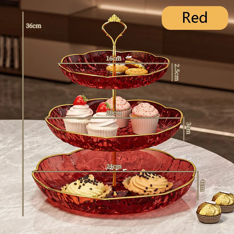 2/3 Tier Fruit Plate Stand Coffee Table Snack Tray Dried Fruit Dessert Plate Bar Counter Display Holder