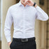 New Plus Size Men Solid Color Business Shirt Fashion Classic Basic Casual Slim White Long Sleeve Shirt Brand Clothes - Evallys.com