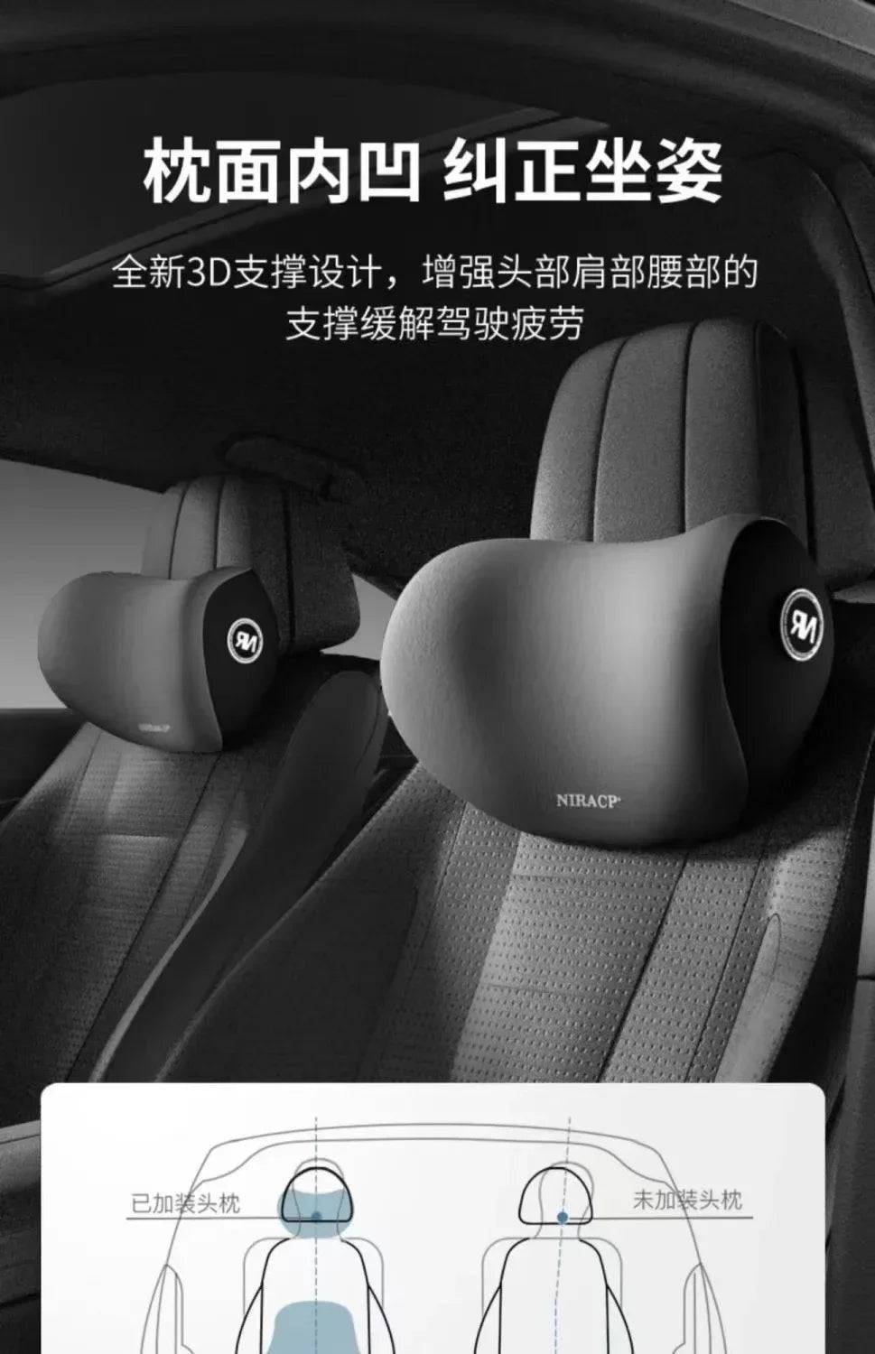 Car Headrest/Lumbar Support Car Neck Pillow Waist Cushion Driver Seat Backrest Car Cushion Driving Lumbar Support Waist Support - Evallys.com