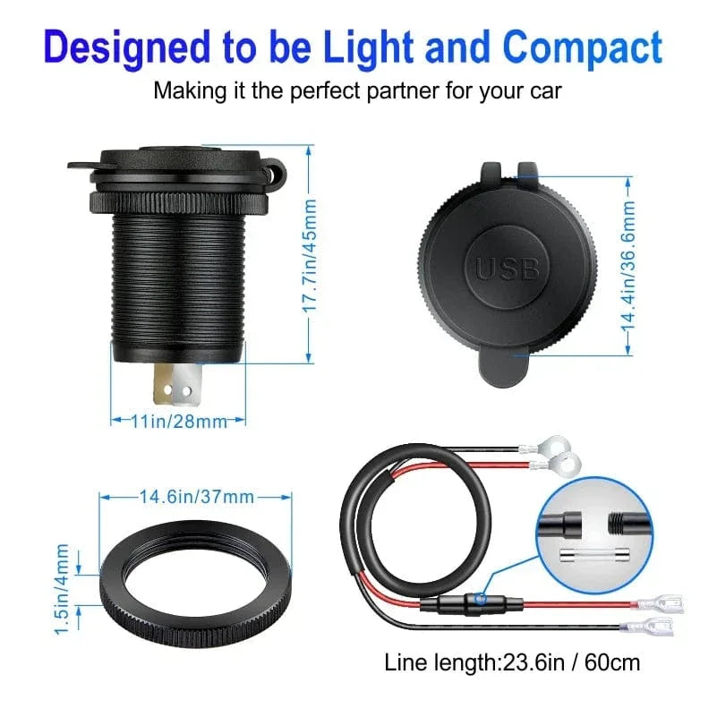 USB C Car Charger Socket DC Super Fast Charging QC3.0 & PD for 12V/24V Car Marine ATV type c port socket for Audi q5 a8 a1 a3 4 - Evallys.com