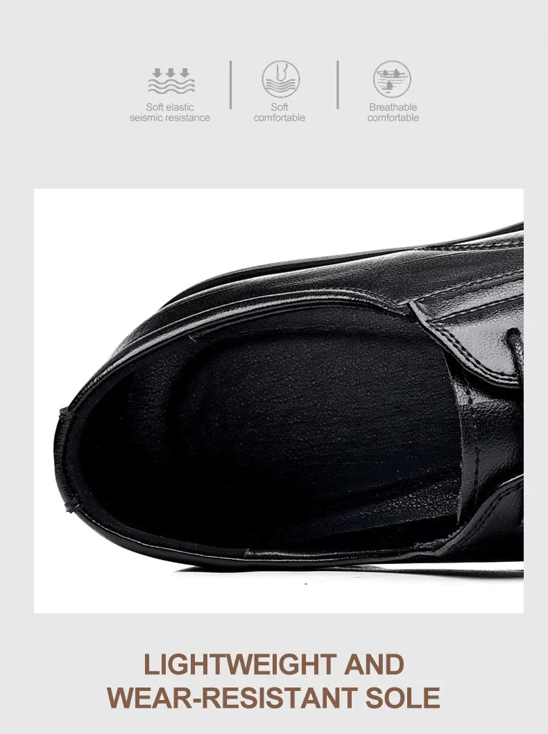 3/6/8 CM Elevator Shoes Men Dress Shoes Black Soft Leather Men Heighten Formal Shoes Casual Business Men Oxfords Suit Shoes - Evallys.com