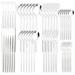 48pcs Black Gold Cutlery Set Knife Fork Coffee Spoon Dinnerware Stainless Steel Tableware Flatware Western Kitchen Silverware