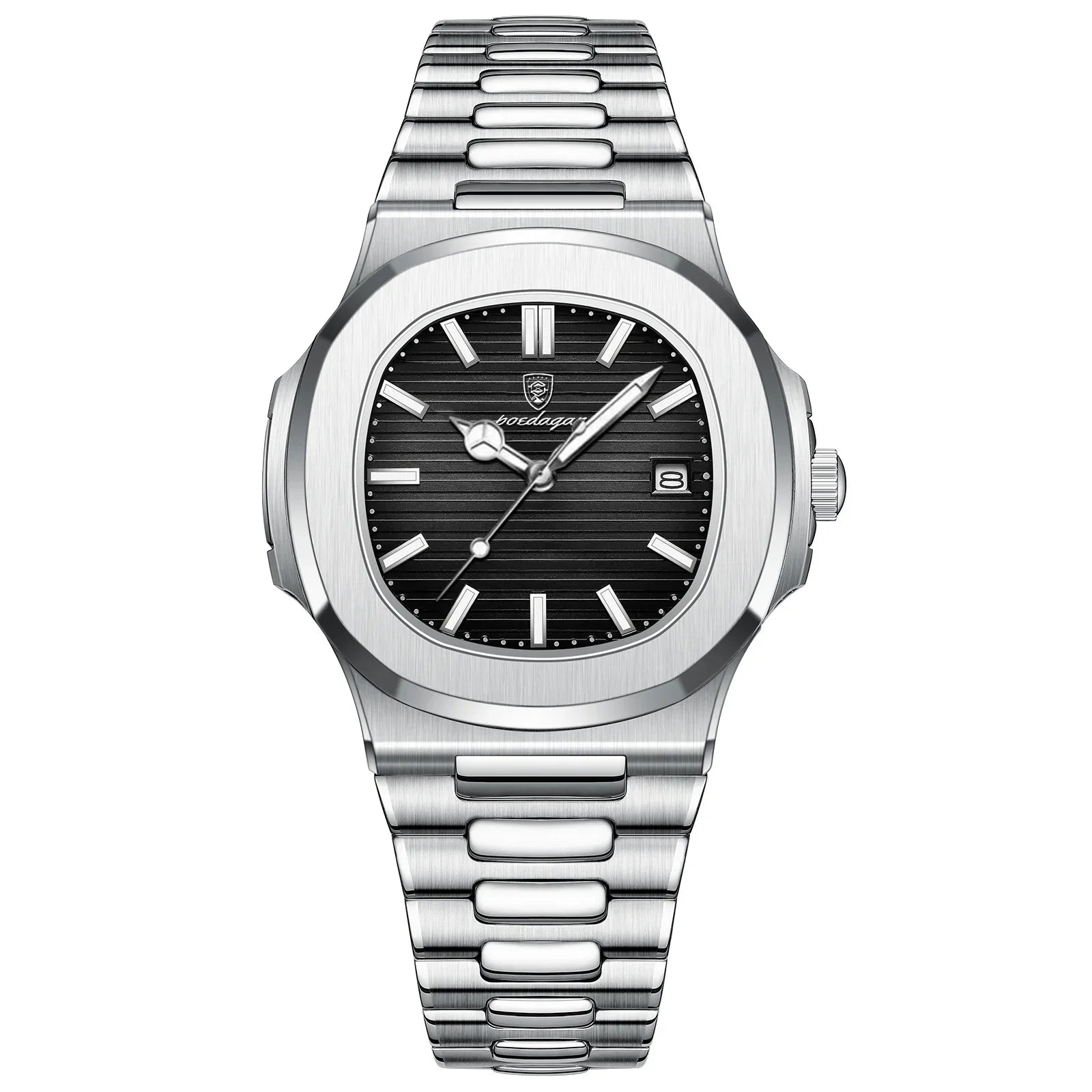 POEDAGAR Luxury Casual Watch Top Brand Fashion Square Dial Stainless Steel Calendar Luminous Waterproof Men Watch Male Clock+Box - Evallys.com