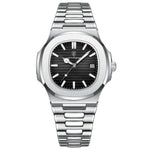 POEDAGAR Luxury Casual Watch Top Brand Fashion Square Dial Stainless Steel Calendar Luminous Waterproof Men Watch Male Clock+Box - Evallys.com